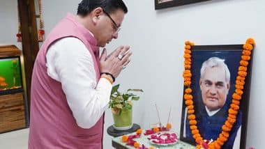 Atal Bihari Vajpayee Death Anniversary 2024: Uttarakhand CM Pushkar Singh Dhami Pays Floral Tribute to Former Indian PM on Punyatithi