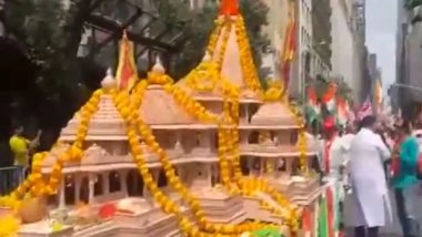 World News | US: India Day Parade Held in New York, Carnival Float Featuring Ram Mandir Part of Parade