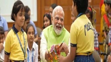 India News | PM Modi Celebrates Raksha Bandhan with School Girls in Delhi