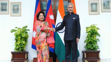 World News | EAM Jaishankar Welcomes Nepal Counterpart Arzu Rana Deuba on India Visit