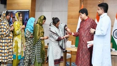India News | Delhi-based Women Refugees from Pakistan Tie 'Rakhi' to Union Minister Piyush Goyal