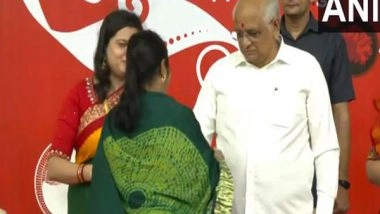 India News | Gujarat CM Bhupendra Patel Attends 'Raksha Bandhan' Event in Gandhinagar, Several Women Tie 'Rakhi'
