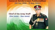 India News | COAS General Dwivedi Expresses His Condolences on Demise of Former COAS General Sundararajan Padmanabhan