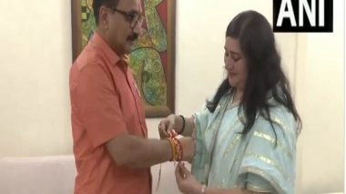 India News | BJP MP Bansuri Swaraj Ties Rakhi to Delhi BJP President Virendra Sachdeva