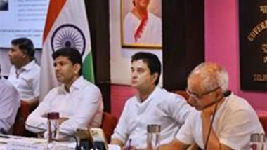 Business News | Telecom Minister Scindia Pushes for 6G Leadership, Nationwide Broadband in Meeting with Telcos