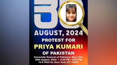 World News | Sindhi Foundation to Protest in New York for Safe Return of Abducted Girl