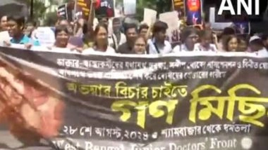 India News | WB: Junior Doctors Hold Protest Rally in Kolkata Amid State-wide Bandh
