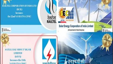 Business News | Centre Grants Navratna Status to NHPC, Railtel, Satluj Jal Vidyut Nigam, Solar Energy Corp