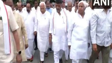 India News | Karnataka: Congress Holds 'Raj Bhavan Chalo' Protest Agaisnt Decision to Prosecute CM Siddaramaiah