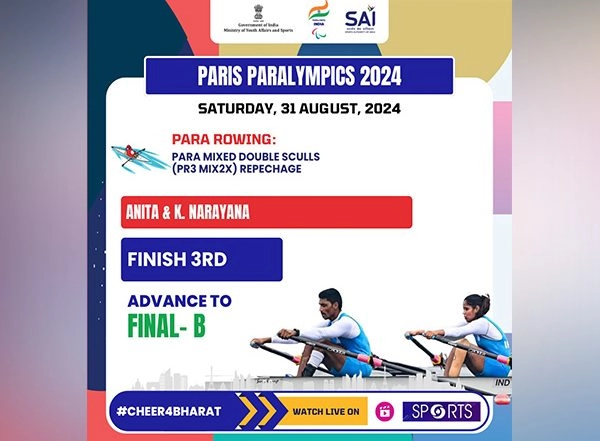 Sports News | Paris Paralympics: Para-rowers Anita, Narayana Reach Final B of Mixed Doubles Sculls Category