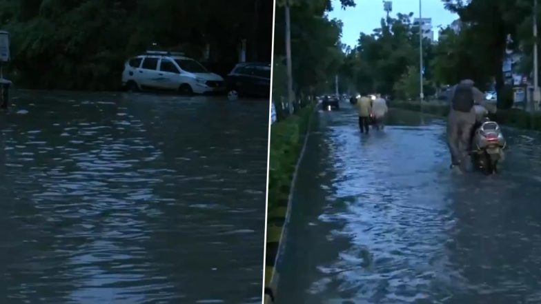 Ahmedabad Rains: Heavy Rainfall Causes Waterlogging in Several Areas As Normal Life Thrown Out of Gear in Gujarat, Videos Surface