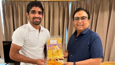 Dilip Joshi aka Jethalal Visits Aman Sehrawat! ‘Taarak Mehta Ka Ooltah Chashmah’ Star Celebrates Wrestler’s Bronze Medal Win With Fafda-Jalebi (View Pics)