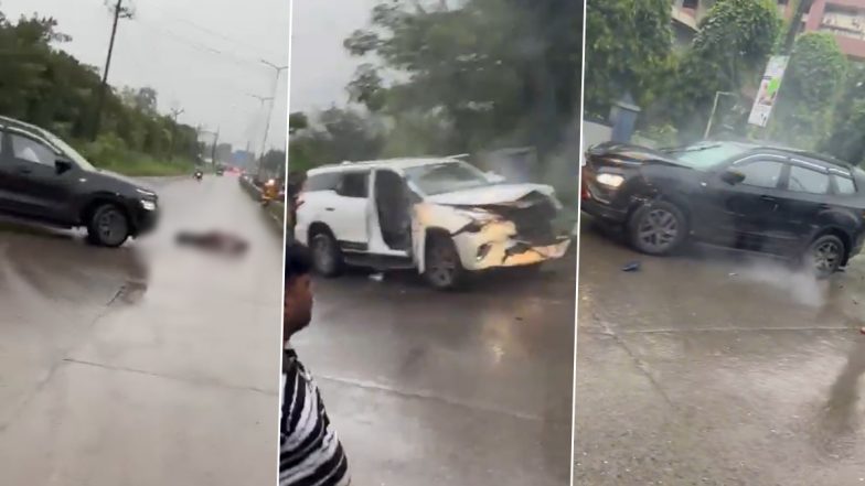 Ambernath Road Rage: SUV Driver Drags Man After Knocking Him Down, Takes U-Turn and Rams Into Another Car; Police React to Disturbing Video