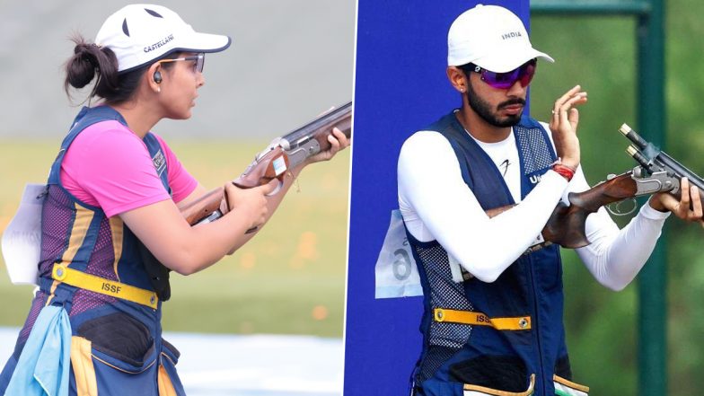 Anantjeet Singh Naruka, Maheshwari Chauhan Miss Out on Bronze Medal at Paris Olympics 2024 After Finishing Fourth in Skeet Mixed Team Shooting Event