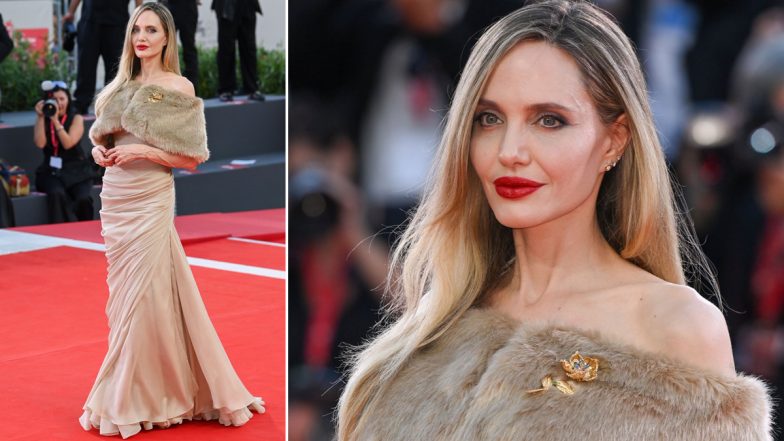 Angelina Jolie Makes Showstopping Appearance at 81st Venice Film Festival, Channels Maria Callas in Custom Tamara Ralph Gown (View Pictures)