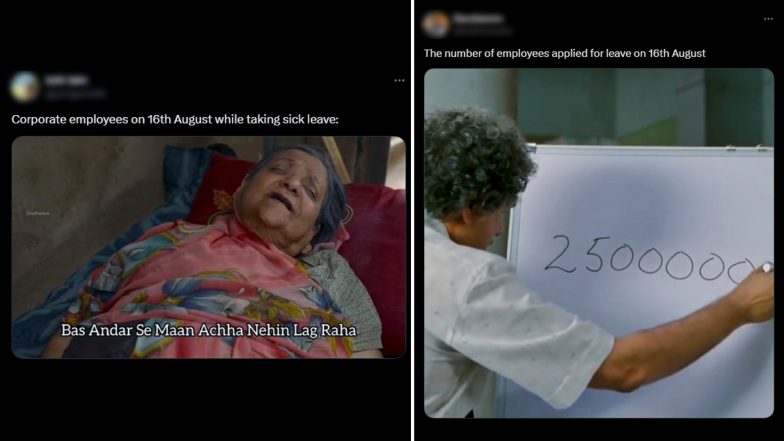 16th August Sick Leave Funny Memes and Jokes Go Viral! Ahead of Independence Day and Raksha Bandhan Long Weekend 2024 in India, Netizens Are High on Humour With These Hilarious Jokes