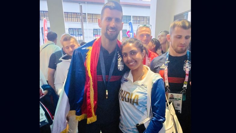 Ayhika Mukherjee, Alternate Player for Indian Women’s Table Tennis Team at Paris Olympics 2024, Meets Novak Djokovic After His Gold Medal Win (See Post)