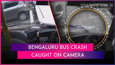 Bengaluru: BMTC Bus Crashes Into Multiple Bikes and Cars on Hebbal Flyover After Driver Loses Control, 2 Injured