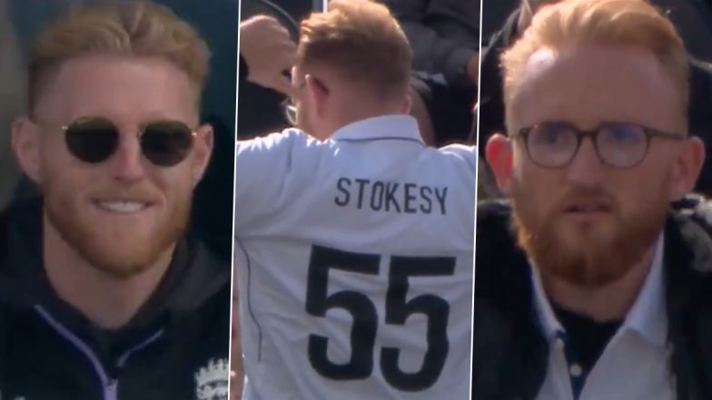 Ben Stokes, Seated in England's Dressing Room, Spots His Lookalike in Crowd During ENG vs SL 1st Test 2024 at Old Trafford; Video Goes Viral