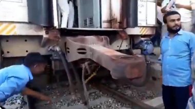 Bijnor Train Accident Averted: 13 out of 22 Coaches of Kisan Express Left Behind As Train Splits Into 2 Parts in Uttar Pradesh (Watch Videos)