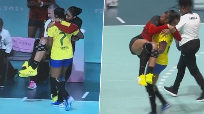 Brazil’s Tamires Morena Lifts Injured Angola Player Albertina Kassoma, Carries Her for Medical Attention During Women’s Handball Match at Paris Olympics 2024 (Watch Video)