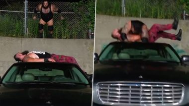 Bronson Reed Hits Braun Strowman With a 'Tsunami' on Top of a Car Roof During WWE Raw Ahead of Bash in Berlin 2024, Video Goes Viral