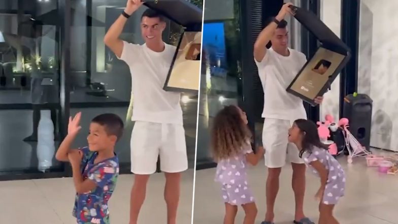 Cristiano Ronaldo's Children Jump Up in Joy as Al-Nassr Star Unveils YouTube Golden Play Button for 'UR Cristiano' Channel; Video Goes Viral