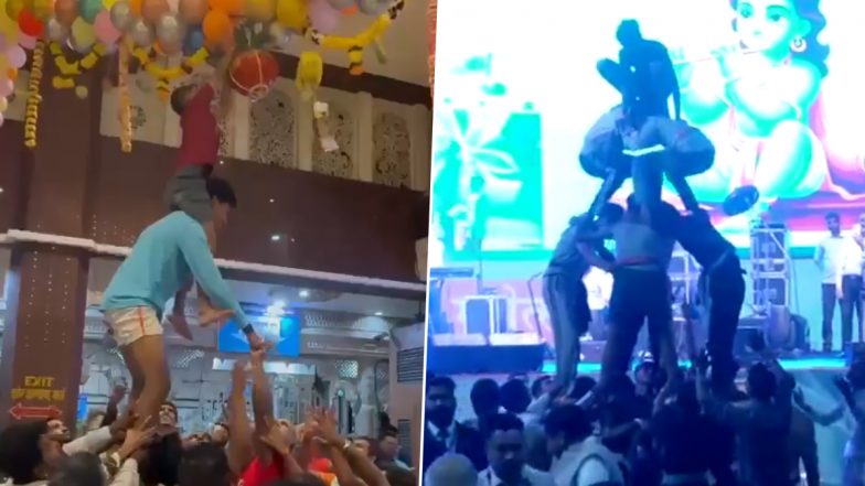 Dahi Handi 2024 Celebration Videos: From Shri Siddhivinayak Temple to Indira Gandhi Stadium, Devotees Take Part in Krishna Janmashtami Festival