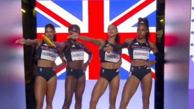 Great Britain's Women's Team Replicates Viral Turkish Shooter Yusuf Dikec's Iconic Pose While Entering Stade de France Ahead of 4x400 M Final in Paris Olympics 2024 (Watch Video)