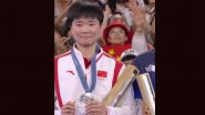 Chinese Shuttler He Bingjiao Wins Hearts By Displaying Pin With Spain's Flag During Paris Olympics 2024 Women's Singles Badminton Medal Ceremony to Honour Injured Opposition Carlina Marin (See Pic)