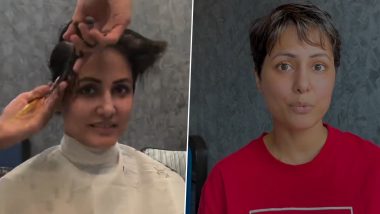 Hina Khan Shaves Head During Stage 3 Breast Cancer Battle; ‘Yeh Rishta Kya Kehlata Hai’ Actress Courageously Says Goodbye to Her Pixie Cut (Watch Video)