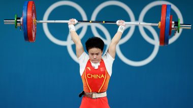 Hou Zhihui Wins Gold Medal, Registers New Clean and Jerk Olympic Record in Women's 49 Kg Weightlifting at Paris Olympics 2024 (Watch Video)