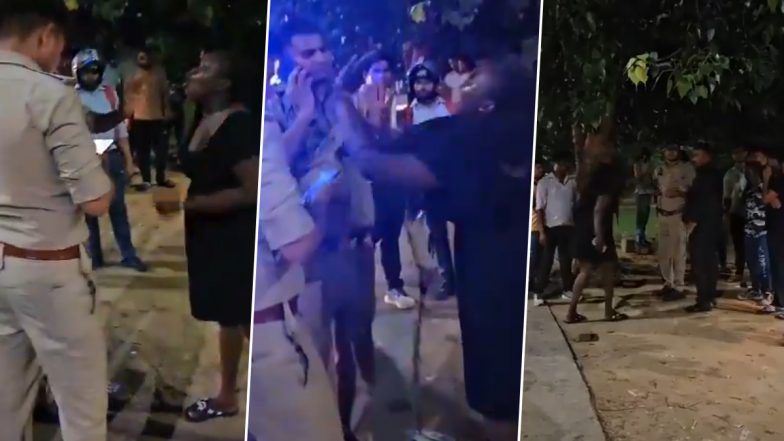 Noida: Drunk African Woman Creates Ruckus on Road, Hurls Abuses at Cops; Viral Video Surfaces