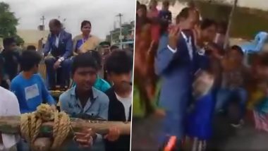 Telangana: Students Bid Unique Farewell to Retiring Hindi Teacher, Parade Him Through Village on Bullock Cart in Warangal; Video Surfaces