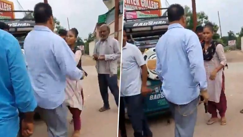 Hapur Cop Abuses Woman Passenger, Slaps Her and Brandishes Pistol After E-Rickshaw Brushes Past His Car; Suspended After Video Goes Viral