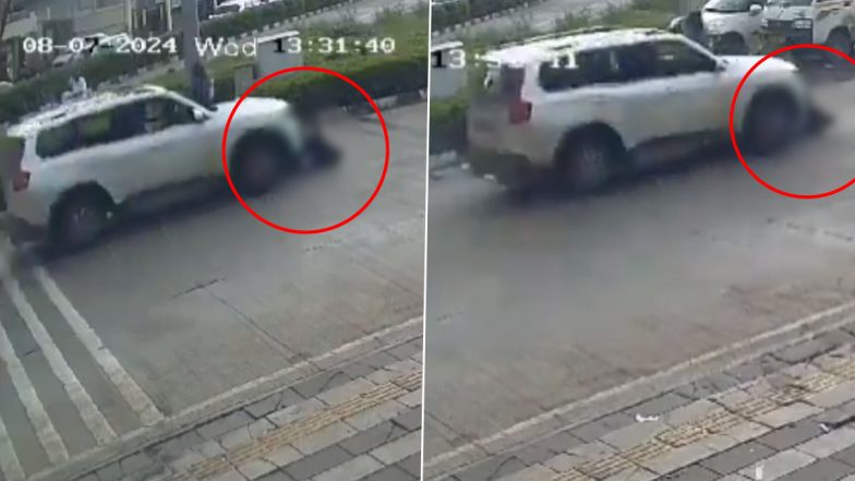 Accident Caught on Camera in Pune: 2 Injured After Car Hits and Drags 2-Wheeler Following Head-On Collision in Pimple Gurav, Video Surfaces