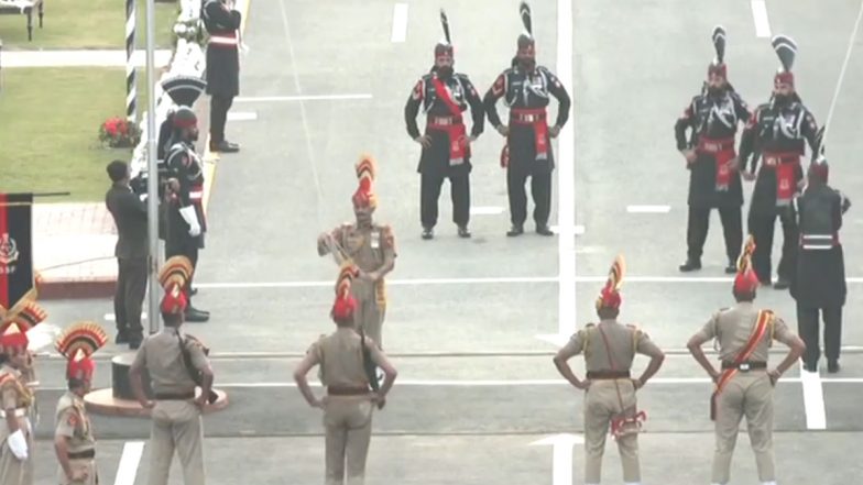 Independence Day 2024: Beating Retreat Ceremony Held at Attari-Wagah Border in Punjab on Eve of 78th I-Day (Watch Video)