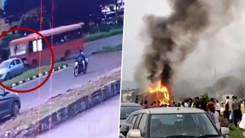 Accident Caught on Camera in Satara: 1 Killed as Bike’s Petrol Tank Blasts After Collision With Bus, Video Surfaces