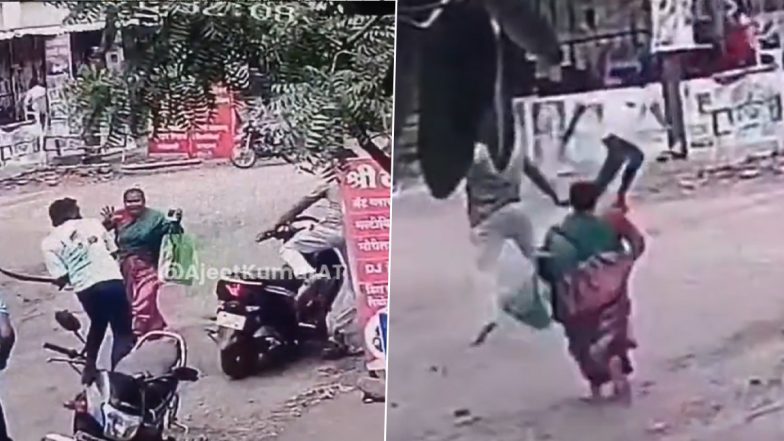 Kolhapur: Mother Chases Assailants with Stone After They Attack Her Son with Sword in Shahu Nagar; Video Surfaces