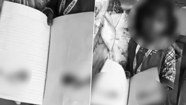 Jagtial Shocker: Class 2 Student Bleeds From Ear After Teacher Slaps Her Over Not Completing Homework, Viral Video Shows Minor Girl Showing Blood on Her Book