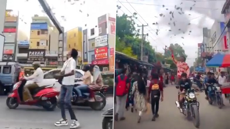 Hyderabad: YouTuber Power Harsha Throws Bundles of Notes in Air on Busy Road in Kukatpally, Booked After Videos Go Viral