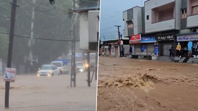 Kutch Rains: Flood-Like Situation in Kachchh After Incessant Rainfall Leaves Houses and Street Submerged, Videos Show Massive Flooding; Red Alert Issued