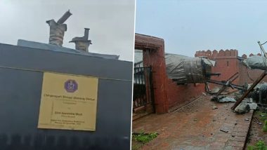 Maharashtra: Chhatrapati Shivaji Maharaj’s Statue at Rajkot Fort in Sindhudurg Crashes Into Several Pieces in Bad Weather (See Pics and Video)