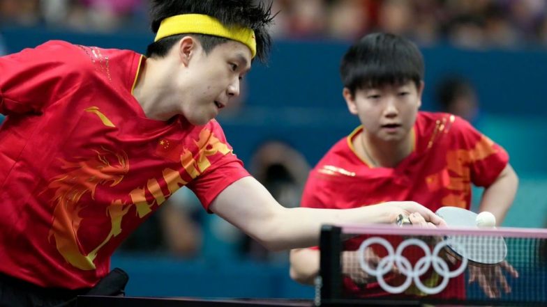 Photographers Break Chinese Table Tennis Player Wang Chuqin’s Paddle While Covering Celebrations After His Gold Medal Win in Mixed Doubles Final Match at Paris Olympics 2024