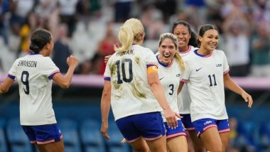 How To Watch United States of America vs Japan Paris Olympics 2024 Quarterfinal Free Live Streaming Online in India? Get Free Live Telecast of USA vs JAP Women’s Football Match Score Updates on TV