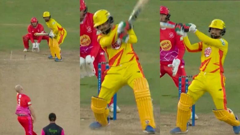 Rashid Khan Smashes an Exceptional Six Over Covers As He Recreates MS Dhoni’s Helicopter Shot During Welsh Fire vs Trent Rockets ‘The Hundred’ 2024 Match (Watch Video)