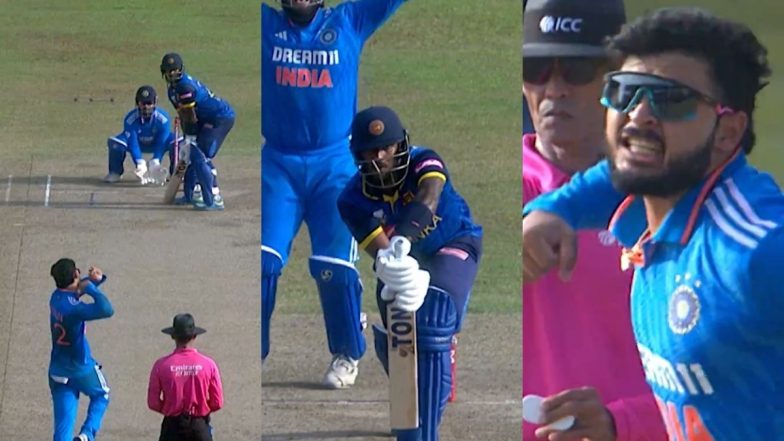 Riyan Parag Scalps His Maiden Wicket in One Day Internationals, Dismisses Avishka Fernando LBW During IND vs SL 3rd ODI 2024 (Watch Video)