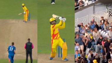 Rashid Khan Stuns Richard Gleeson With a Huge Six Over Long On During the Trent Rockets vs London Spirit ‘The Hundred’ 2024 Match (Watch Video)