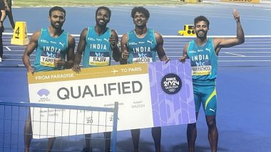 Muhammad Anas Yahiya, Muhammad Ajmal, Arokia Rajiv, and Jacob at Paris Olympics 2024, Athletics Free Live Streaming Online: Know TV Channel and Telecast Details for Men's 4X400 M Relay Round 1