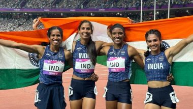 Jyothika Sri Dandi, Kiran Pahal, MR Poovamma, Vithya Ramraj and Subha Venkatesan at Paris Olympics 2024, Athletics Free Live Streaming Online: Know TV Channel and Telecast Details for Women's 4X400 M Relay Round 1